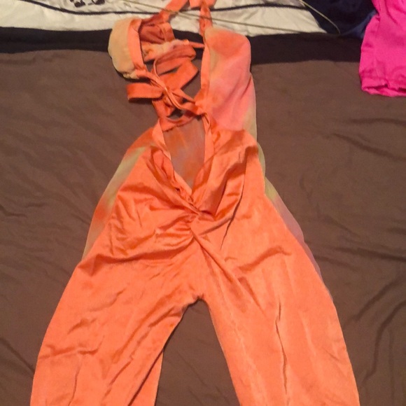 Orange sheer body suite half bikini top/half - Picture 3 of 3